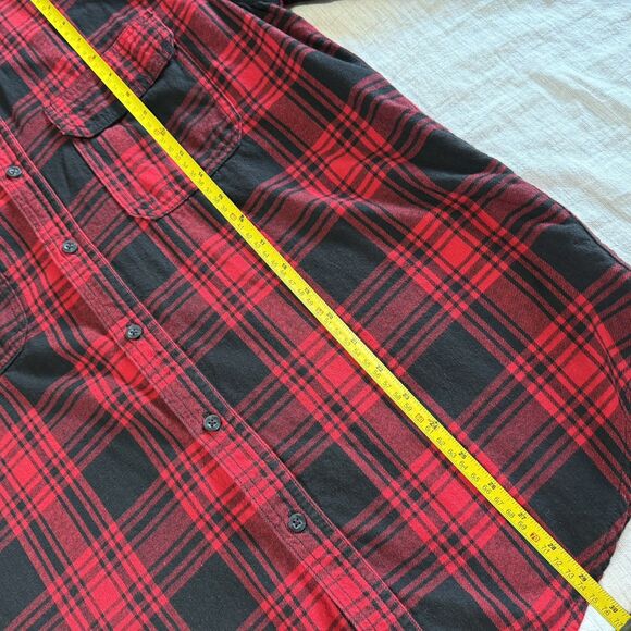 Faded Glory Shirt Men's M Red and Black Plaid Button Up Long Sleeve Flannel - Picture 13 of 15